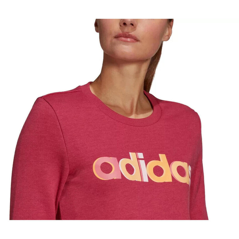 New Adidas Women's Multi-Color Logo Long Sleeve Top, Color: Wild Pink, Size: M - Picture 3 of 5